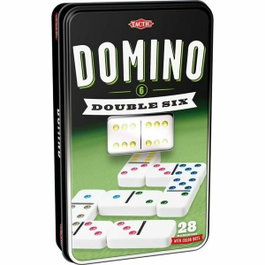 Tactic Jeu de dominos Double 6 en boîte métal bleu