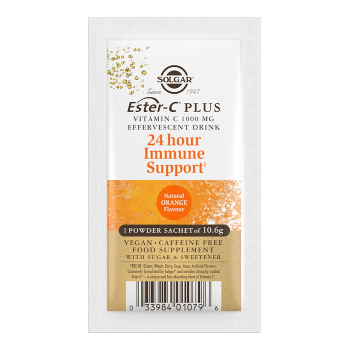 Solgar Poudre Effervescente Ester-C Plus Vitamine C 1000mg, Zinc, Vitamines B et Magnésium - 21 unités Solgar Poudre Effervescente Ester-C Plus Vitamine C 1000mg, Zinc, Vitamines B et Magnésium - 21 unités
