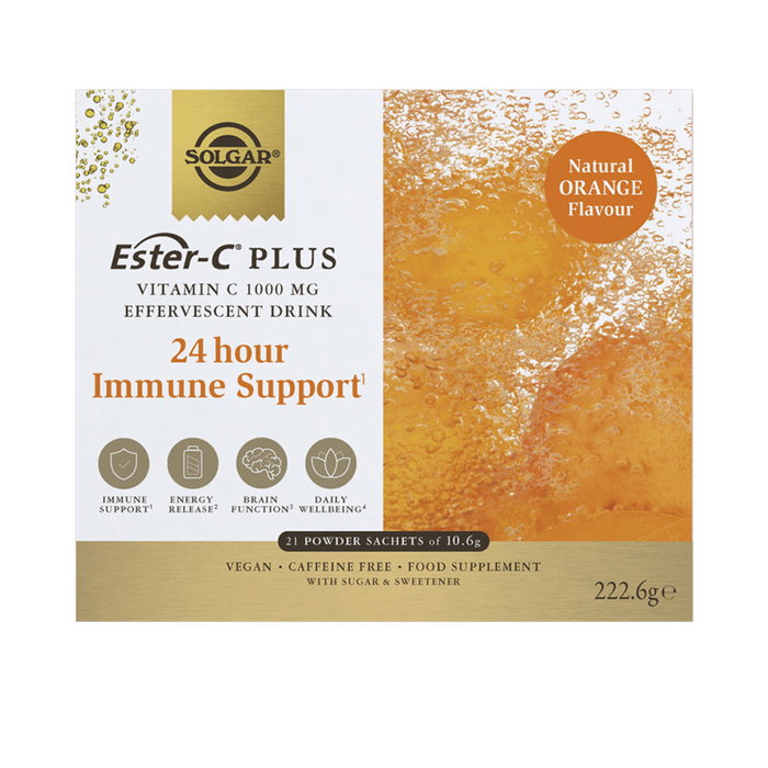 Solgar Poudre Effervescente Ester-C Plus Vitamine C 1000mg, Zinc, Vitamines B et Magnésium - 21 unités Solgar Poudre Effervescente Ester-C Plus Vitamine C 1000mg, Zinc, Vitamines B et Magnésium - 21 unités