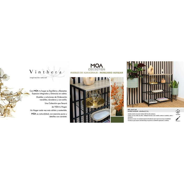 Vinthera Moa Étagère Métal Bois MDF 60 x 30 x 63,5 cm (3 Unités)