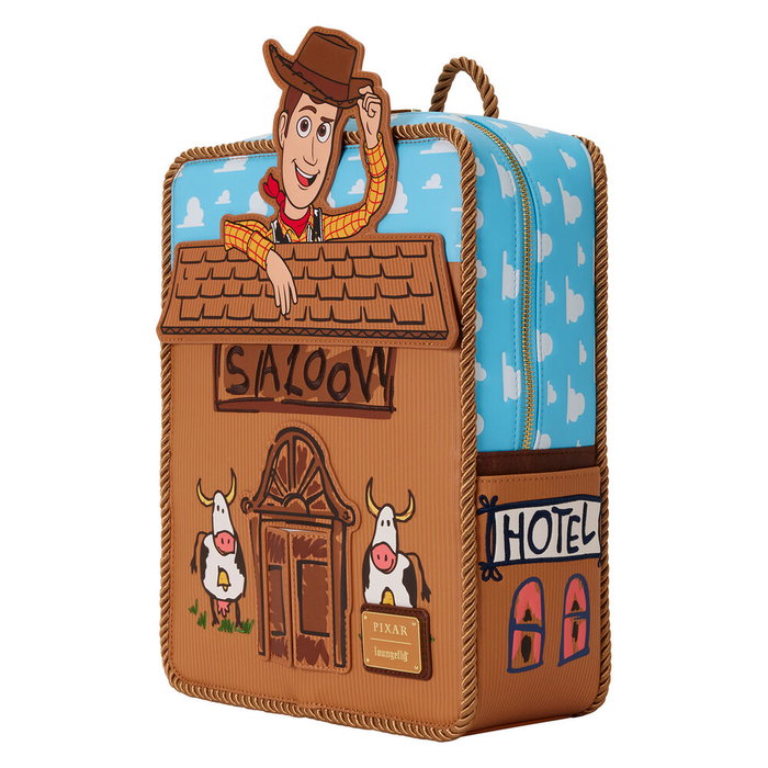 Loungefly Sac à dos Woody 30th Anniversary Toy Story Disney Pixar 28 cm en cuir synthétique avec son et effet brillant dans le noir