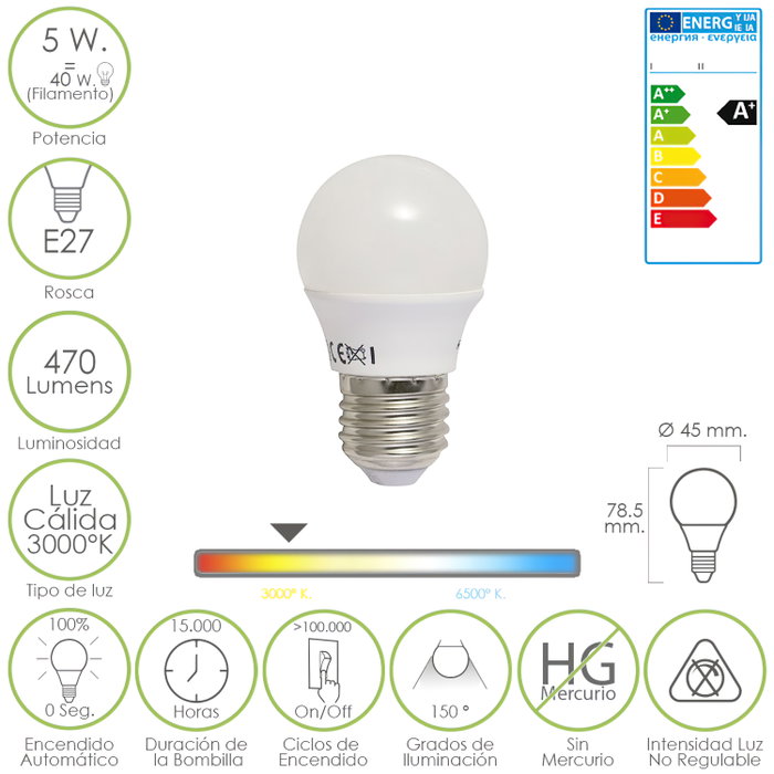 MAURER Ampoule LED sphérique E27 4 W MAURER Ampoule LED sphérique E27 4 W