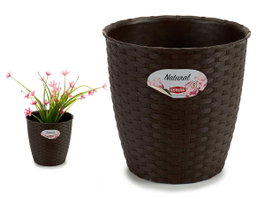 Stefanplast Pot de fleurs naturel intérieur extérieur 19 cm diamètre chocolat 19x17.5x19 cm (Set de 12)