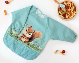 KioKids Bavoir Imperméable avec Manches Écureuil Vert