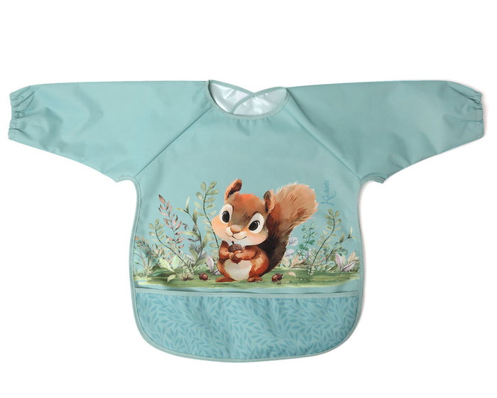 KioKids Little sauvage Bavoir imperméable à manches longue pour bébé, avec bavette et poche, vert, dès 4 mois