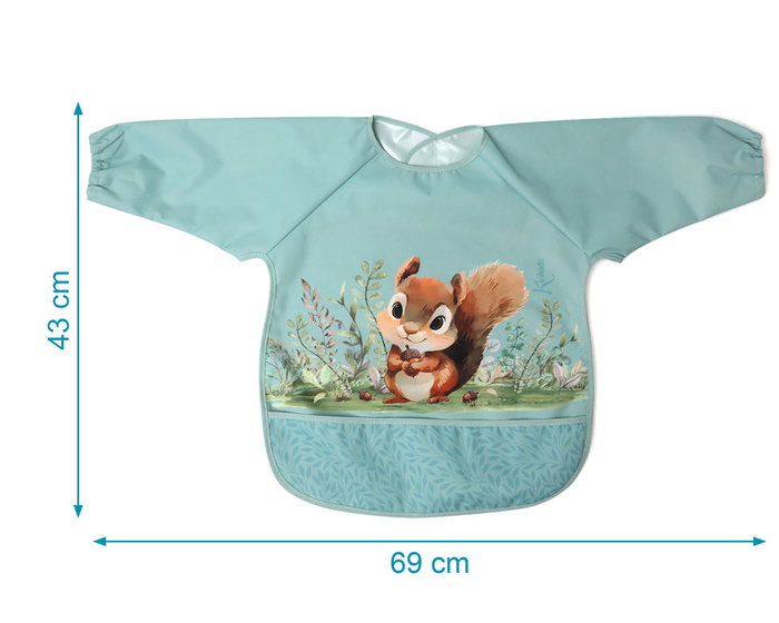KioKids Little sauvage Bavoir imperméable à manches longue pour bébé, avec bavette et poche, vert, dès 4 mois