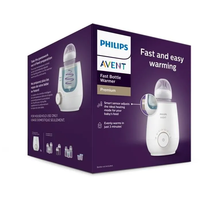 Philips Avent Chauffe-biberon Électrique - Technologie Bain Marie - Réchauffage Uniforme en 3 min - Minuterie et Arrêt Automatique - Compatible Tous Biberons