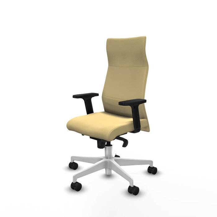 Piqueras Y Crespo Fauteuil Albacete en Similicuir Crème avec Mécanisme Synchrone et Accoudoirs 2D Piqueras Y Crespo Fauteuil Albacete en Similicuir Crème avec Mécanisme Synchrone et Accoudoirs 2D