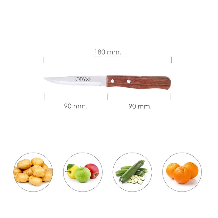 ORYX Lot de 3 couteaux Montana pour pommes de terre, lame 9 cm, manche bois hêtre ORYX Lot de 3 couteaux Montana pour pommes de terre, lame 9 cm, manche bois hêtre