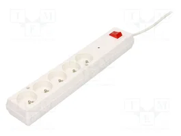 JONEX Bloc multiprise parafoudre blanc avec 5 prises et cordon de 3m