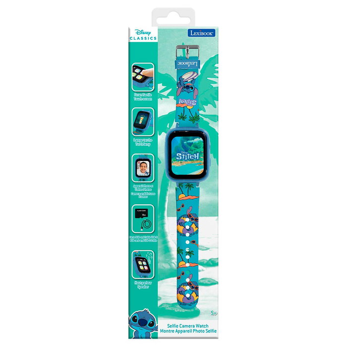 Lexibook Montre Caméra pour Enfant Disney Stitch DMW070D - Écran Tactile avec Appareil Photo 720p, MP3, Podomètre, Dictaphone, Lampe Torche