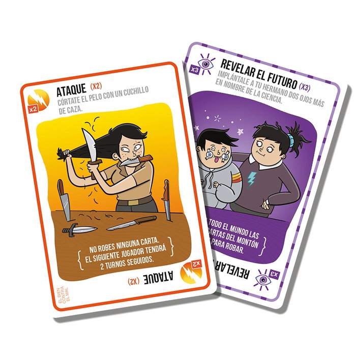 Asmodee Exploding Kittens Good vs Evil - Jeu de cartes explosif pour famille - Version espagnole (EKIEK01ES)