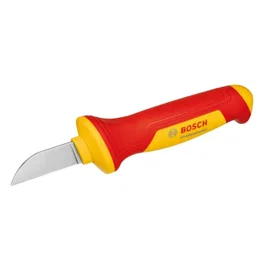 Bosch Professional Couteau à câble à lame droite, isolation VDE, protection 1000V, lame en acier S2, poignée caoutchoutée, pour électriciens et artisans