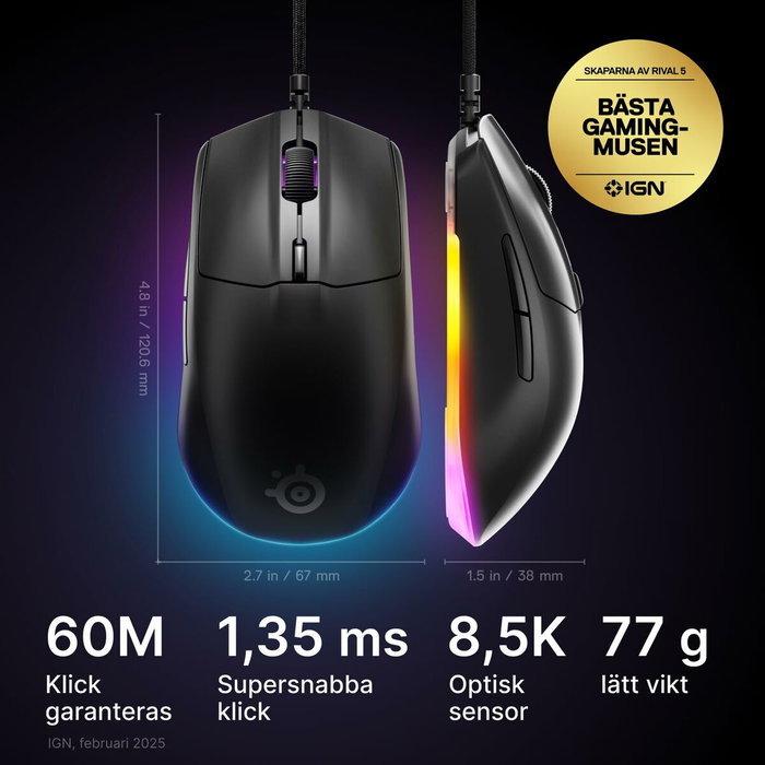 Souris SteelSeries 62515 Noir 8500 dpi Souris SteelSeries 62515 Noir 8500 dpi