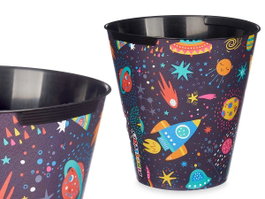 Pincello Papier Peint Corbeille Plastique Ronde Motif Espace 27x28x27 cm 10 L (Set de 24)