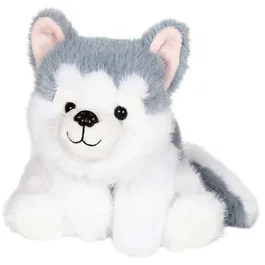 Gipsy Toys Peluche Chien Husky Floppy Choopy 22 cm - Texture Poil Long et Court Réaliste - Gris et Blanc
