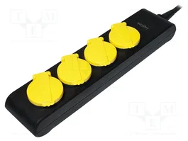 LOGILINK Bloc d'alimentation 4 prises Schuko, 230V, 16A, noir/jaune
