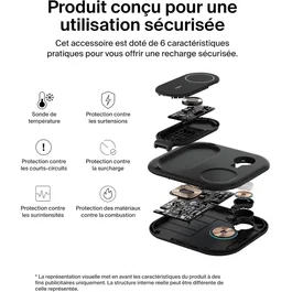 Belkin Socle de Recharge 3-en-1 Qi2 Noir - Chargeur sans fil pour smartphone, montres intelligentes et écouteurs