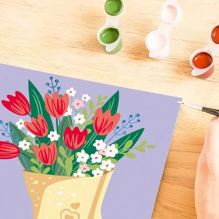 Ravensburger 25518 - Kit Peinture par Numéros Adulte 'Bouquet de Tulipes' 20x20 cm, Loisir Créatif et Détente, Dès 12 ans