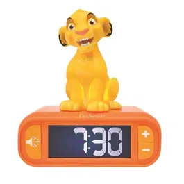 Lexibook Reveil Veilleuse Digital Simba - Reveil 3D Lumineux et Sonore pour Enfants avec 6 Sonneries, Ecran LCD Retro-éclairé et Fonction Snooze - Jaune