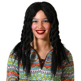 Perruque noire avec dreadlocks longues pour style ethnique ou reggae - Accessoire de déguisement pour fêtes et concerts