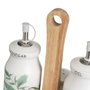 BigBuy Home Ensemble salière et poivrier GREENS Blanc Vert Bois Grès 4 Pièces