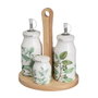 BigBuy Home Ensemble salière et poivrier GREENS Blanc Vert Bois Grès 4 Pièces