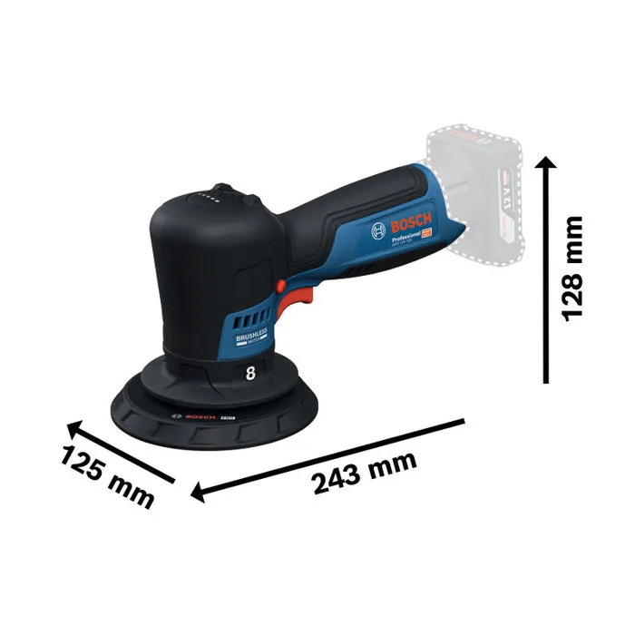 Bosch Professional Polisseuse excentrique 12V GPX 12V-125 - Sans batterie ni chargeur - Avec plateau et tampon de polissage 125mm