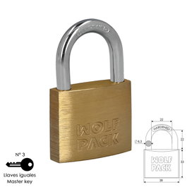 WOLFPACK LINEA PROFESIONAL Cadenas en laiton 40 mm clés identiques nº3