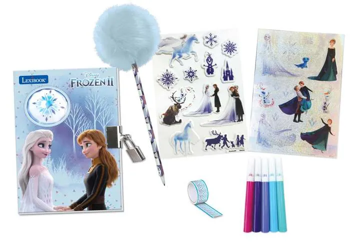 Lexibook - Journal intime électronique Reine des Neiges à effets lumineux avec cadenas, stickers, crayon et feutres - 100 pages - Pour enfants dès 3 ans Lexibook - Journal intime électronique Reine des Neiges à effets lumineux avec cadenas, stickers, crayon et feutres - 100 pages - Pour enfants dès 3 ans