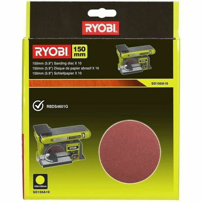 Ryobi Lot de 10 disques abrasifs auto-agrippants 150 mm grain 80 Ryobi Lot de 10 disques abrasifs auto-agrippants 150 mm grain 80