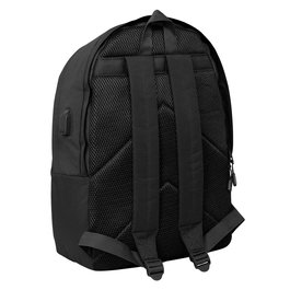 Safta Munich Basics Sac à dos double pour ordinateur portable 15,6 pouces avec port USB de charge, Noir, 31 x 44 x 18 cm