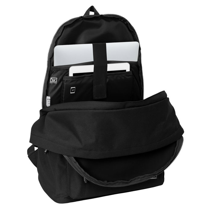 Safta Munich Basics Sac à dos double pour ordinateur portable 15,6 pouces avec port USB de charge, Noir, 31 x 44 x 18 cm