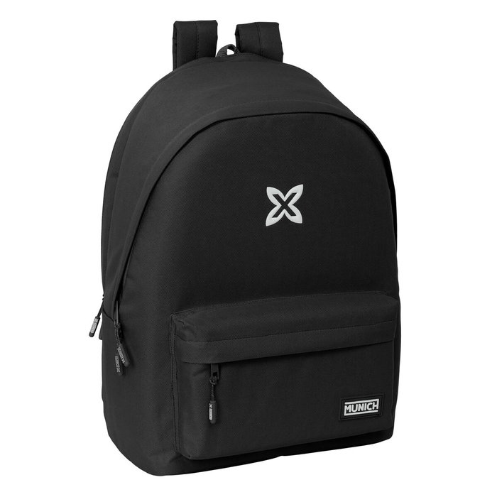 Safta Munich Basics Sac à dos double pour ordinateur portable 15,6 pouces avec port USB de charge, Noir, 31 x 44 x 18 cm