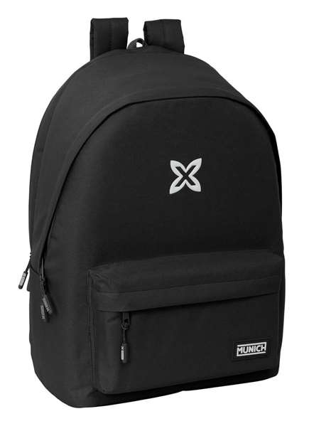 Safta Munich Basics Sac à dos double pour ordinateur portable 15,6 pouces avec port USB de charge, Noir, 31 x 44 x 18 cm
