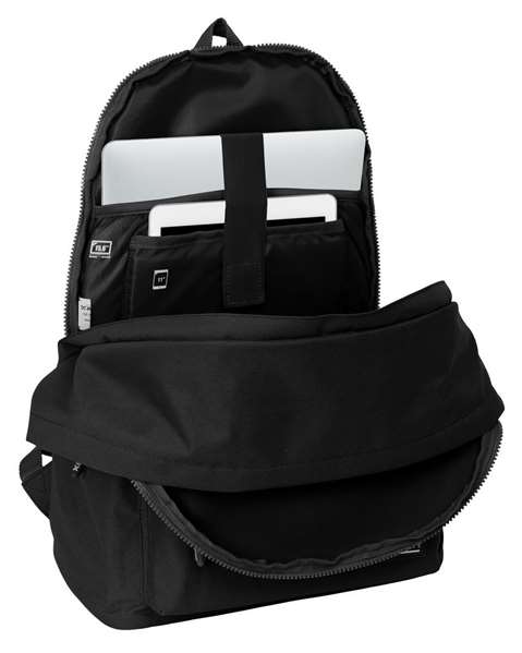 Safta Munich Basics Sac à dos double pour ordinateur portable 15,6 pouces avec port USB de charge, Noir, 31 x 44 x 18 cm