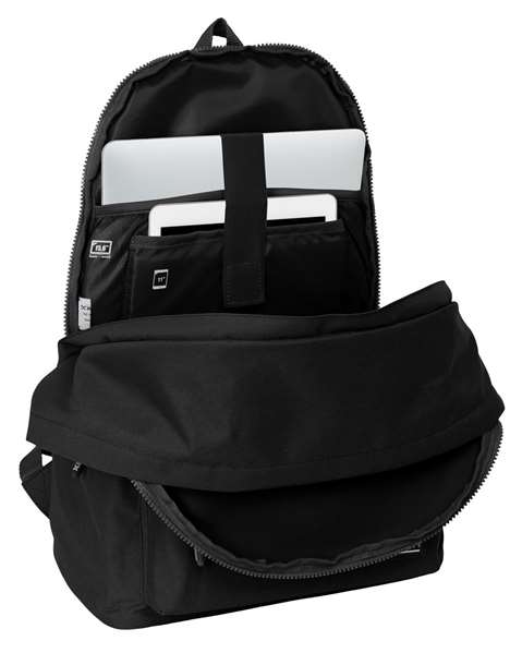 Safta Munich Basics Sac à dos double pour ordinateur portable 15,6 pouces avec port USB de charge, Noir, 31 x 44 x 18 cm