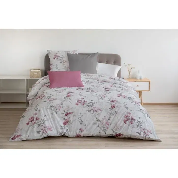 Home Linge Passion - Parure de couette 240x260 cm Pompadour : Housse de couette + 2 taies d'oreiller 65x65 cm - 100% Coton 57 Fils