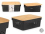 KINVARA Lot de 6 Boîtes Multi-usages Perforées avec Couvercle en Bambou, Noir et Marron