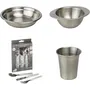 Thermobaby - Pack Repas Enfant en Inox sans BPA - Gobelet, Bol, Assiette Creuse et Set de Couverts - Pour Crèche, Maison ou Sortie - Sain et Durable