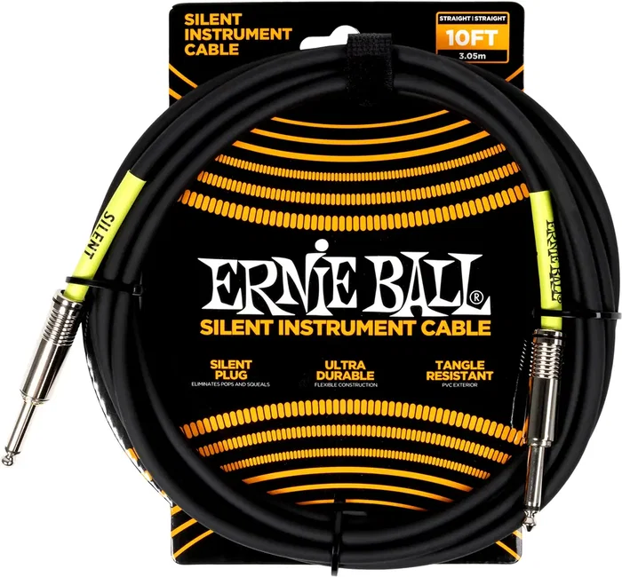 Ernieball Câble Instrument Silent Jack-Jack SS 3 m Noir - Haute Fidélité avec Interrupteur Silencieux, Blindage 95% Ernieball Câble Instrument Silent Jack-Jack SS 3 m Noir - Haute Fidélité avec Interrupteur Silencieux, Blindage 95%