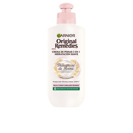 Garnier Crème coiffante 2-en-1 à l'avoine pour cheveux sensibles - Hydratation, protection thermique 230°C, démêlage, formule légère - 200 ml