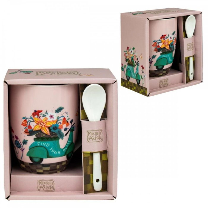 Enesco Taza de cerámica con cuchara Allen Designs Enesco Taza de cerámica con cuchara Allen Designs