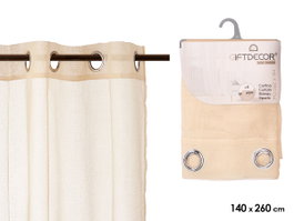 Giftdecor Cortina Visillo Naturelle 140x260 cm en Polyester Beige pour Fenêtre (Set de 6)