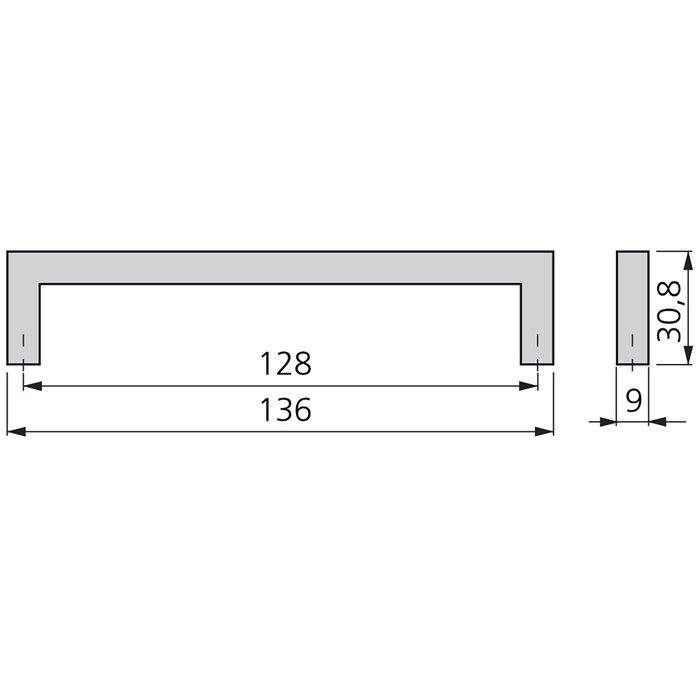 Emuca Lot de 5 poignées pour meubles Habana, L136mm, entraxe 128mm, Zamak, Nickel satiné