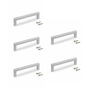 Emuca Lot de 5 poignées pour meubles Habana, L136mm, entraxe 128mm, Zamak, Nickel satiné