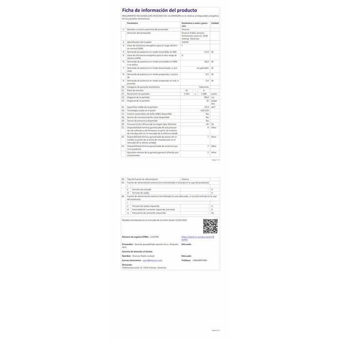 TV intelligente Hisense 32A5Q 32" Full HD HDR HDR10 QLED TV intelligente Hisense 32A5Q 32" Full HD HDR HDR10 QLED