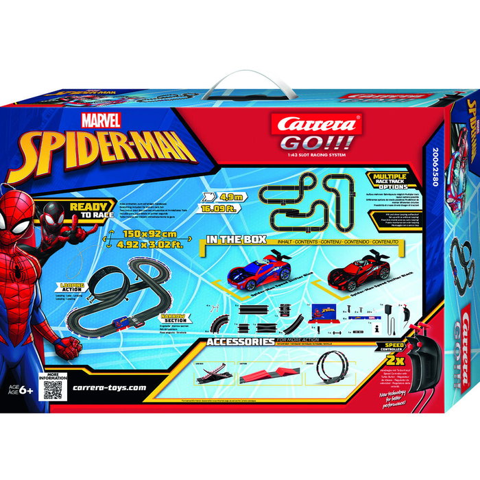 CARRERA Circuit de courses Spiderman Marvel Carrera GO!!! Jeu de voitures +6 ans Piste 4,9m avec transformateur et régulateur 2 vitesses