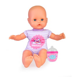 NENUCO Muñeco Nenuco avec biberon hochet - Poupée bébé en pyjama licorne - 12 mois+ - Nfn87000