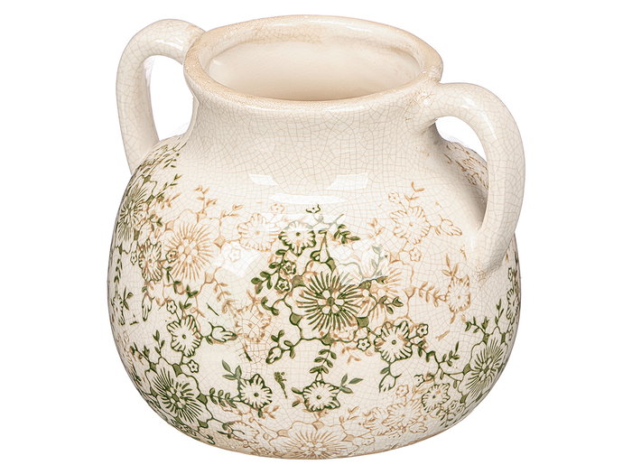 Giftdecor Vase Nonna 2 Anses Vert Beige 16 cm x 20 cm Céramique (Set de 6)